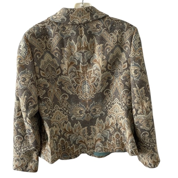 Vintage Focus 2000 Green Floral Brocade Blazer Size 12P - Picture 2 of 8
